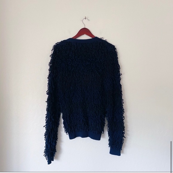 Anthropologie Larissa Shaggy Cardigan Navy Button - Picture 7 of 7